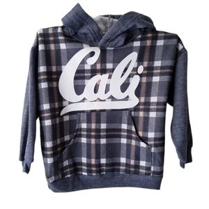 Boys Charcoal Gray Plaid "Cali" Hoodie Sweater